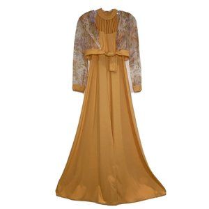 VTG 60s Women’s Small Dress + Sheer Jacket Set Caged Neck Knit Hostess cocktail